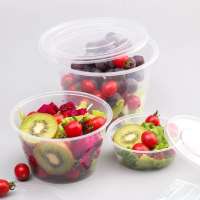 Disposable Clear Plastic Sauce Soup Salad Bowl With Lid Lunch Packaging Bowl Plastic Bowls